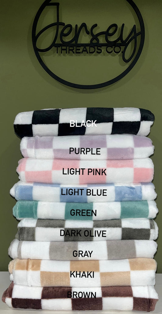 Checker baby blanket personalized embroidered