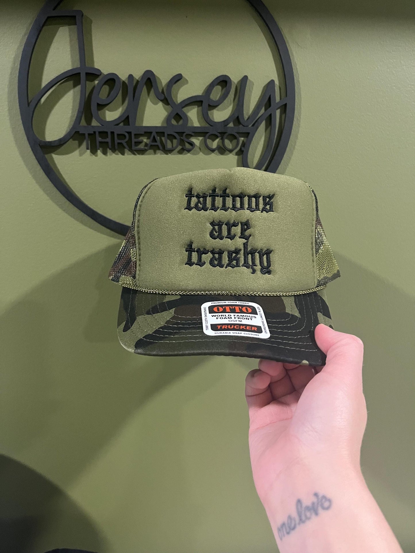 tattoos are trashy foam trucker
