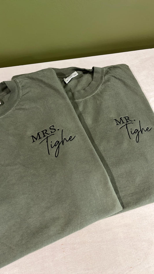 Mr and Mrs comfort color t-shirts
