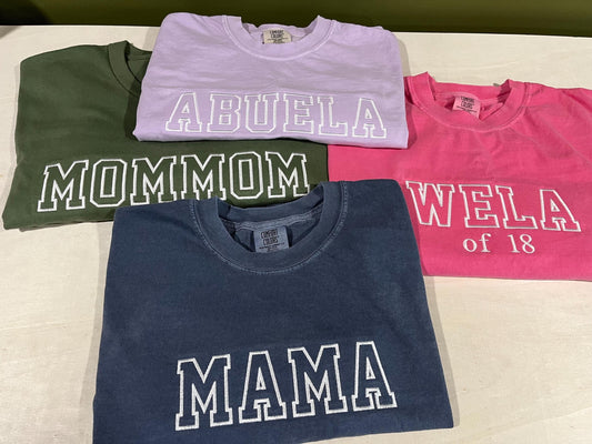 Comfort colors varsity t-shirts