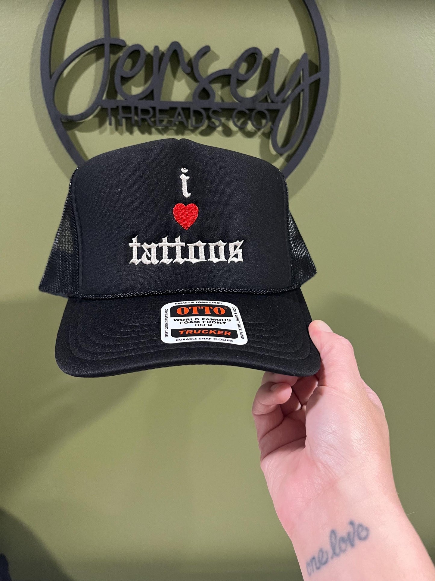 i love tattoos foam trucker