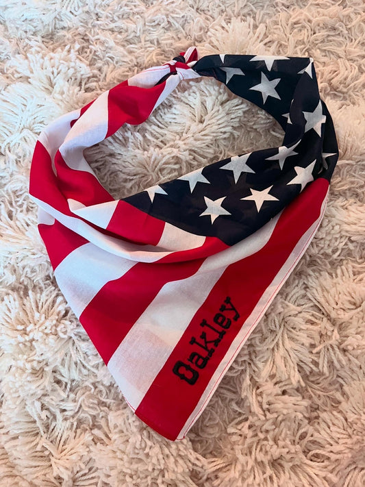 Embroidered flag bandana custom Monogrammed accessory personalized western country saloon