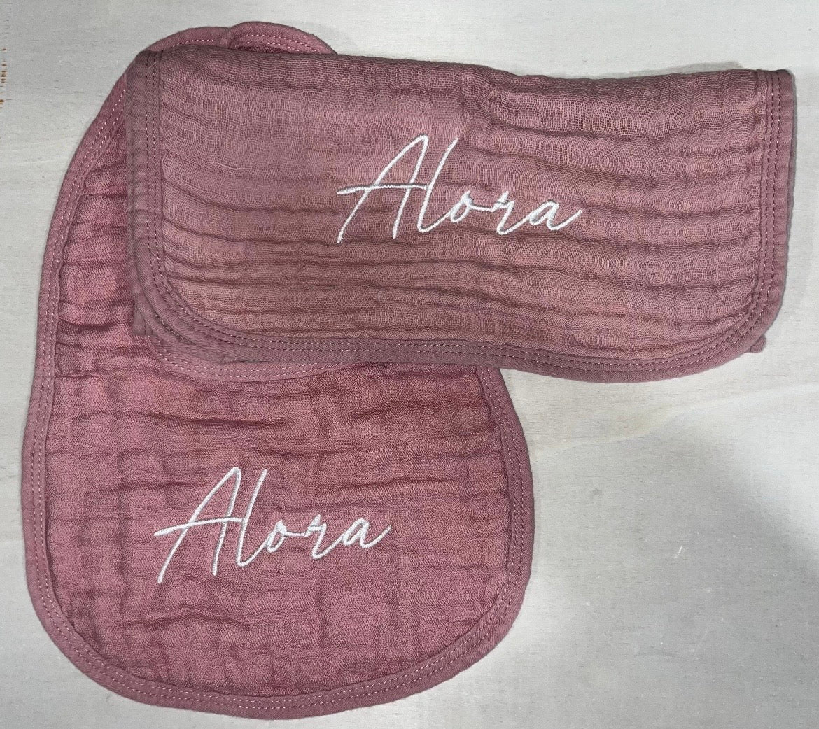 Bibs-muslin cotton embroidered personalized bibs