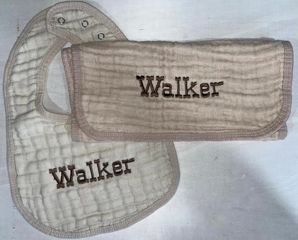 Bibs-muslin cotton embroidered personalized bibs