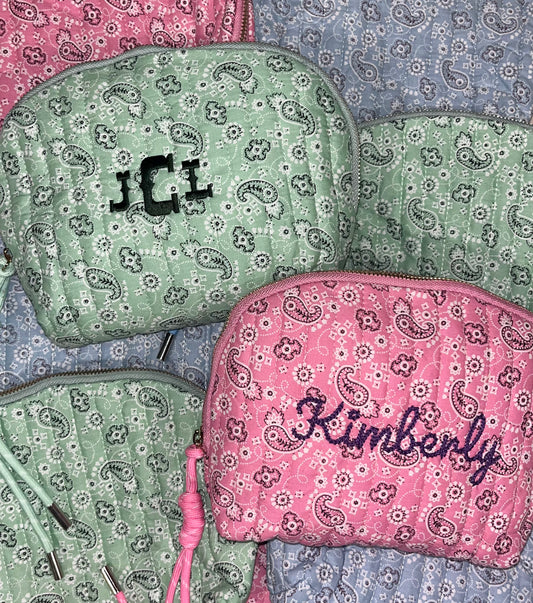 Paisley bandana print makeup pouch