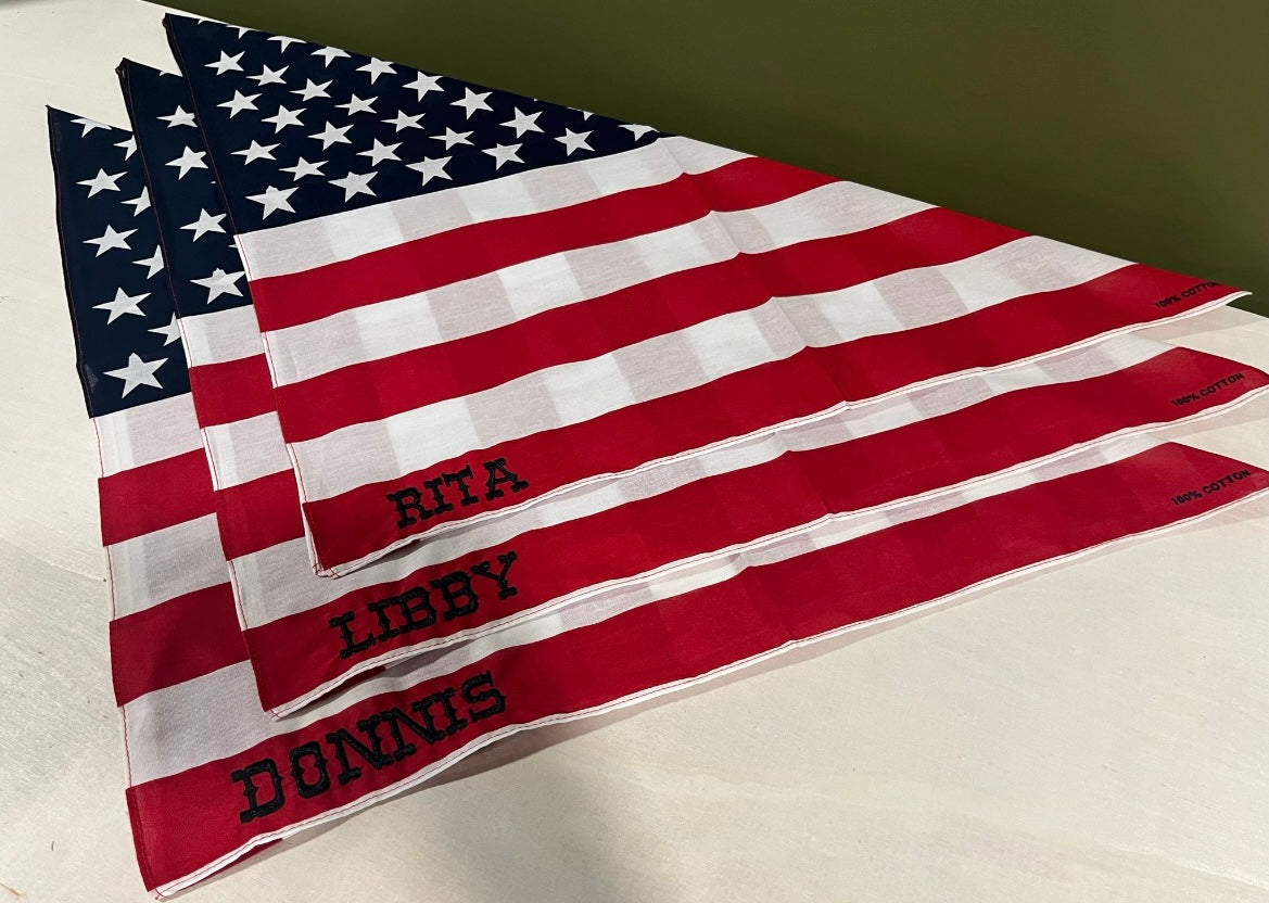 Embroidered flag bandana saloon
